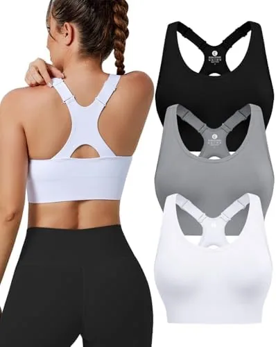 evercute adjustable sports bras for women 34 pack racerback high support bras padded workout bras seamless yoga athletic bra